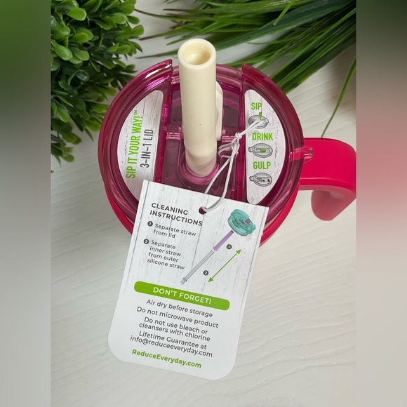 NWT Reduce 14oz Coldee Spill Proof Travel Mug|Tumbler w/Lid & Straw - Picture 6 of 7